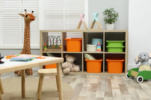 Lindo Interior Habitación Del Niño Con Juguetes Muebles Madera — Foto de Stock