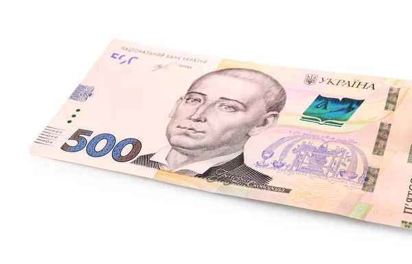 500 Ukrainische Hrywnia Banknote Auf Weißem Hintergrund — Stockfoto