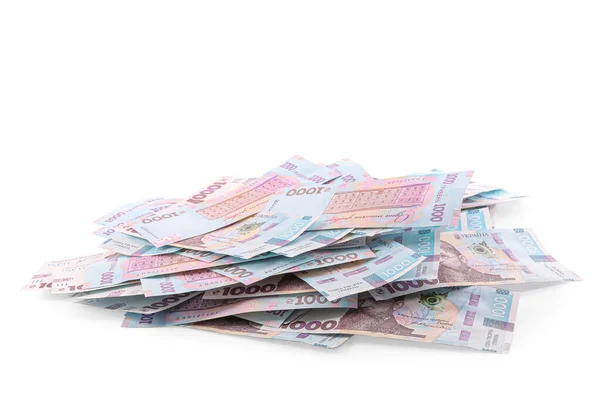 1000 Українських Банкнот Білому Тлі — стокове фото