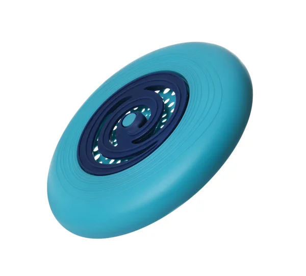 Lichtblauwe Plastic Frisbee Schijf Geïsoleerd Wit — Stockfoto