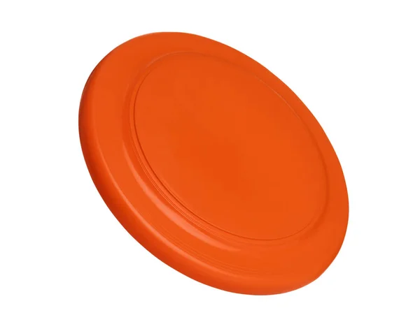 Disco Frisbee Plástico Naranja Aislado Blanco — Foto de Stock