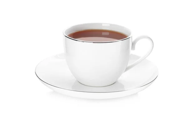 Bir Fincan Taze Sıcak Çay Beyaz Üzerine Izole Edilmiş — Stok fotoğraf