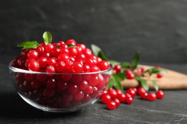 Koyu gri masada taze yaban mersini, metin için boşluk