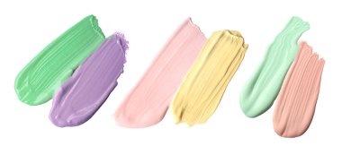 Beyaz arkaplandaki renk düzeltme kapatıcılarıyla ayarlayın, üst görünüm. Pankart tasarımı