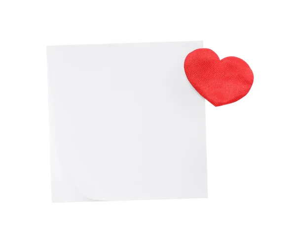 Üres Kártya Piros Dekoratív Szív Fehér Háttérrel Felülnézetből Valentin Napi — Stock Fotó