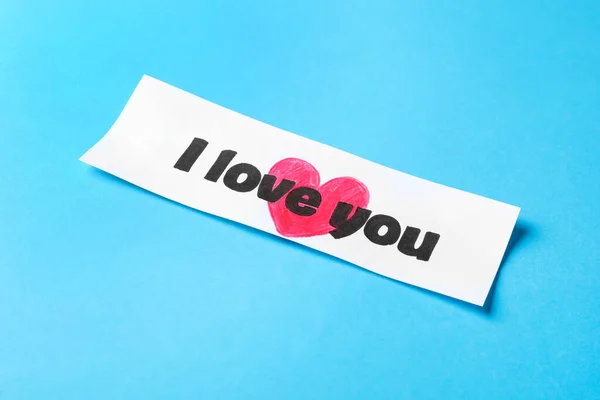 Karte Mit Text Love You Auf Hellblauem Hintergrund — Stockfoto