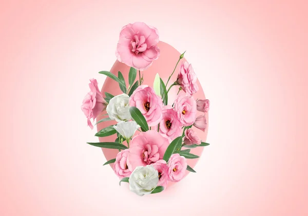 Πασχαλινό Αυγό Floral Σχέδιο Ροζ Φόντο — Φωτογραφία Αρχείου