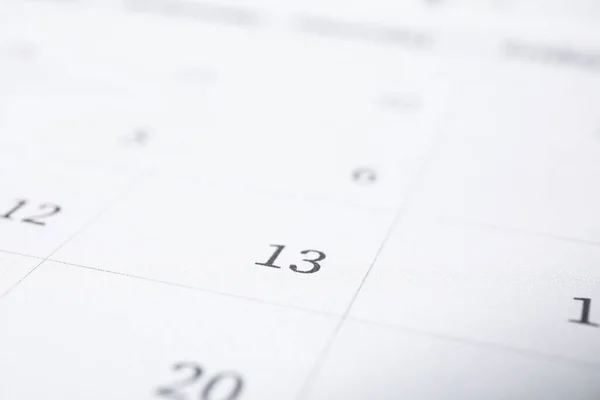 Крупный План Страницы Календаря Сосредоточьтесь Пятнице Неудачное Суеверие — стоковое фото