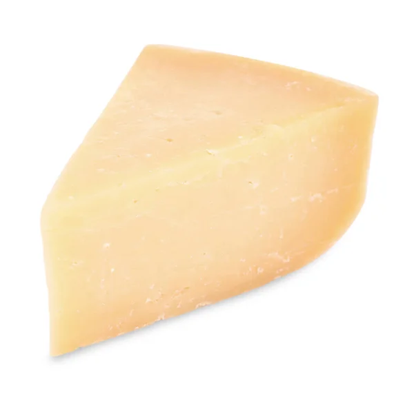 Stück Köstlichen Parmesan Isoliert Auf Weiß — Stockfoto