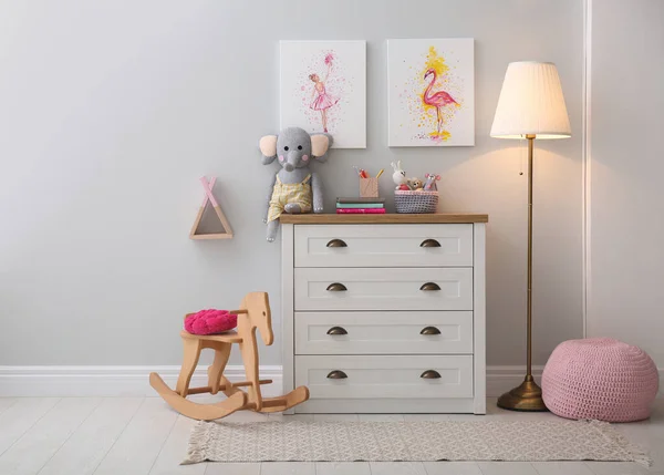Chest Drawers Beautiful Pictures Children Room Interior Design Stock Photo