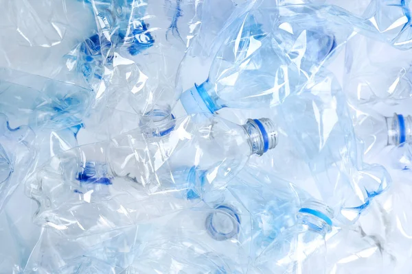 Many Used Plastic Bottles Background Top View Recycling Problem — Stock Photo, Image