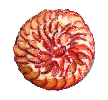 Beyaz erikli lezzetli pasta, üst manzara.