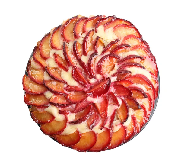 Beyaz erikli lezzetli pasta, üst manzara.