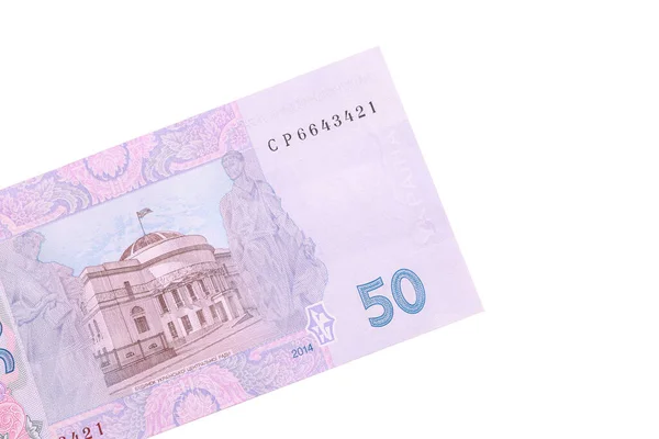 Τραπεζογραμμάτιο Hryvnia Της Ουκρανίας Λευκό Φόντο Πάνω Όψη — Φωτογραφία Αρχείου