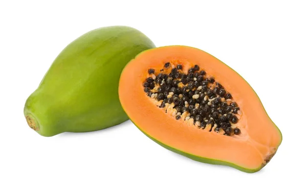 Färska Mogna Papaya Frukter Vit Bakgrund — Stockfoto