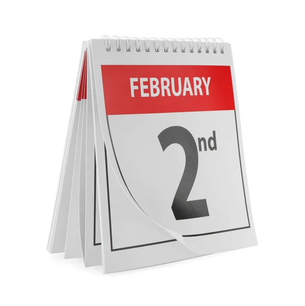 Kalender Mit Datum Februar Auf Weißem Hintergrund Murmeltiertag — Stockfoto