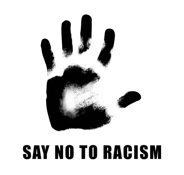 Say Racism Black Hand Print White Background — Stock Photo, Image