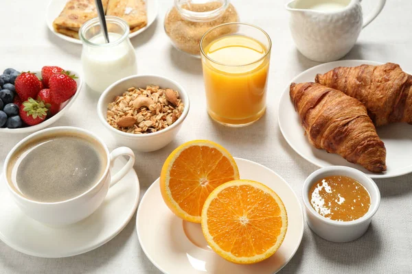 Bufféservering Smaklig Frukost Serveras Bordet — Stockfoto