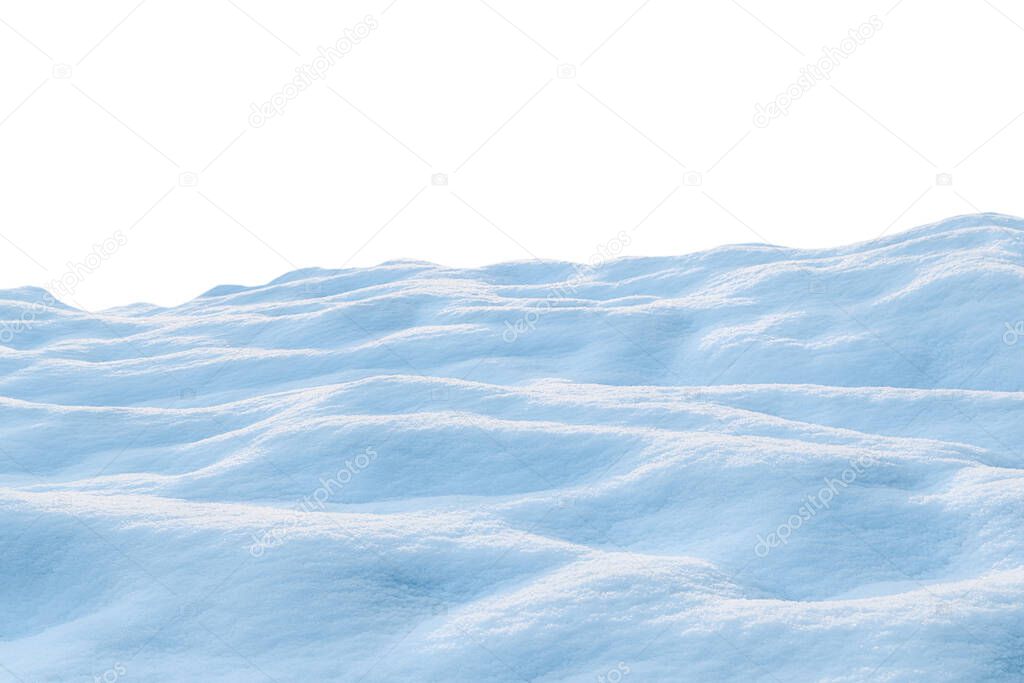 Heap of fluffy snow isolated on white