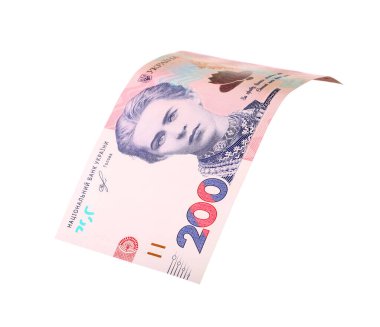 Beyaz arka planda 200 Ukrayna Hryvnia banknotu