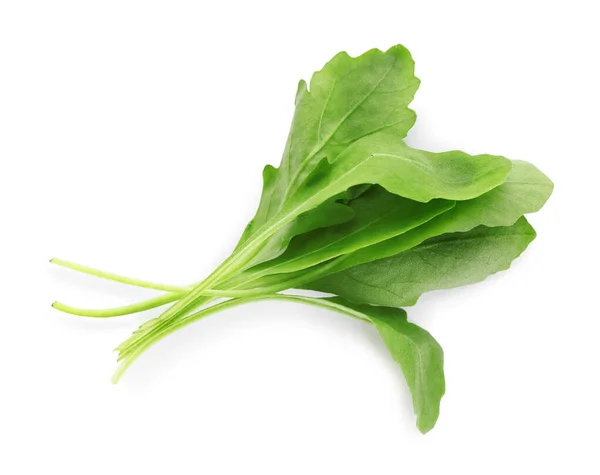 Fresh Arugula White Background Top View — Stock Photo, Image