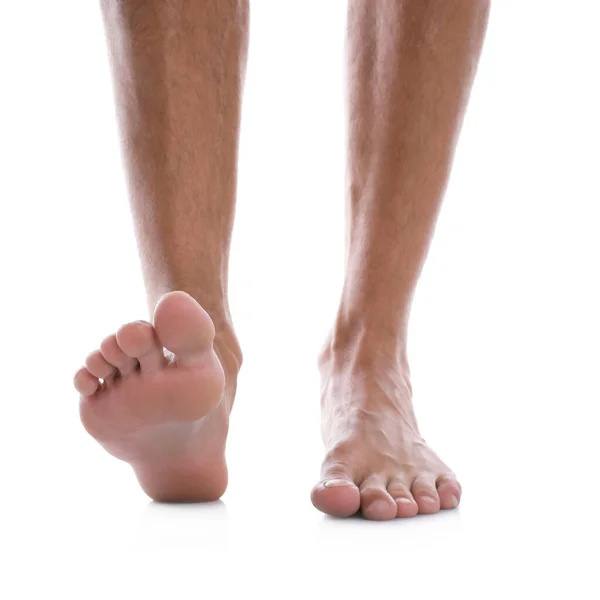 Man Standing White Background Closeup Feet — Stock Photo, Image