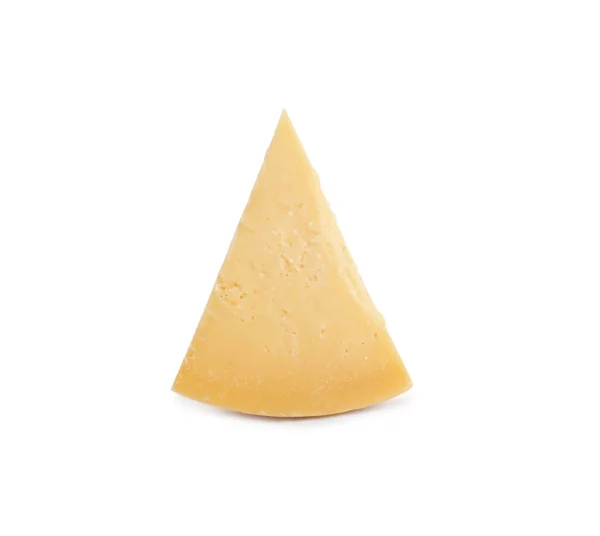 Pezzo Delizioso Formaggio Parmigiano Isolato Bianco — Foto Stock