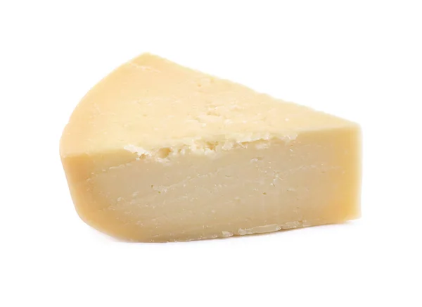 Кусок Вкусного Сыра Пармезан Изолирован Белом — стоковое фото