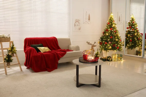 Sala Estar Com Decorações Natal Design Interiores Festivo — Fotografia de Stock