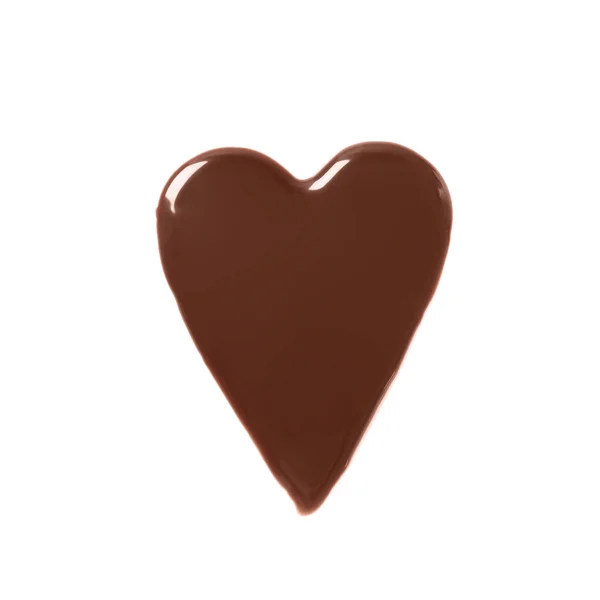 白底黑巧克力做的心 上视图 — 图库照片