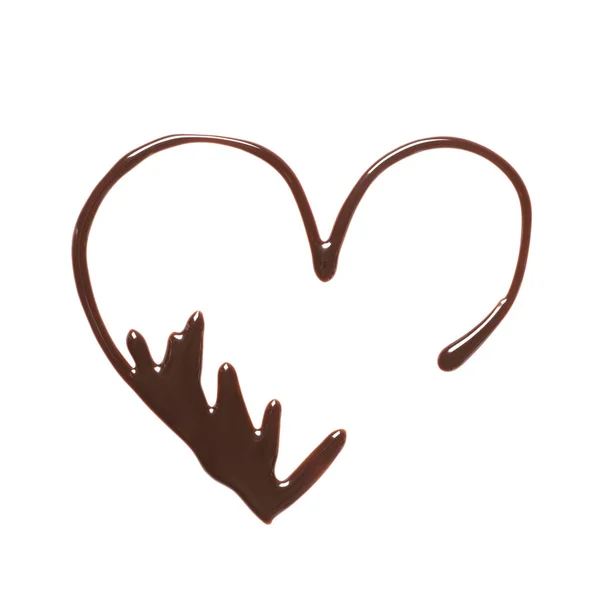 Coração Feito Chocolate Escuro Fundo Branco Vista Superior — Fotografia de Stock