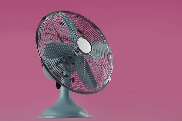 Moderne Elektrische Ventilator Roze Achtergrond Ruimte Voor Tekst — Stockfoto