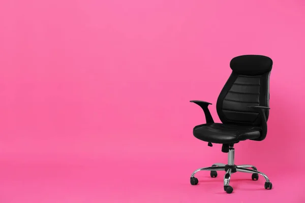 Comfortable Office Chair Pink Background Space Text — Stock Photo, Image