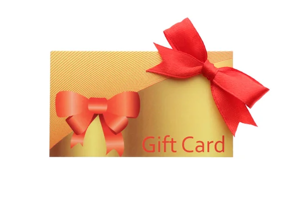 Gift Card Bow Isolated White — Stock Photo, Image