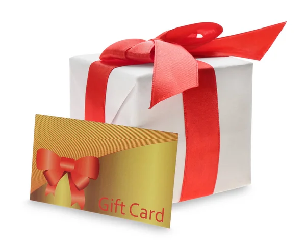 Gift Card Present White Background — Stock Photo, Image