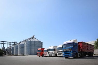 Mısır gevreği depolamak için modern tahıl ambarlarının manzarası