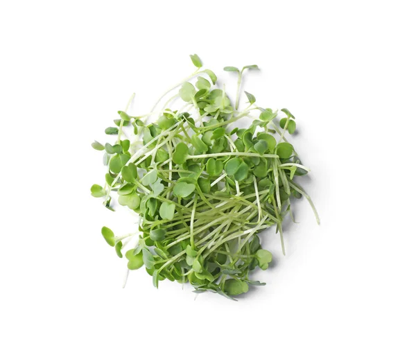 Pile Fresh Microgreen Isolated White Top View — Stock Photo, Image