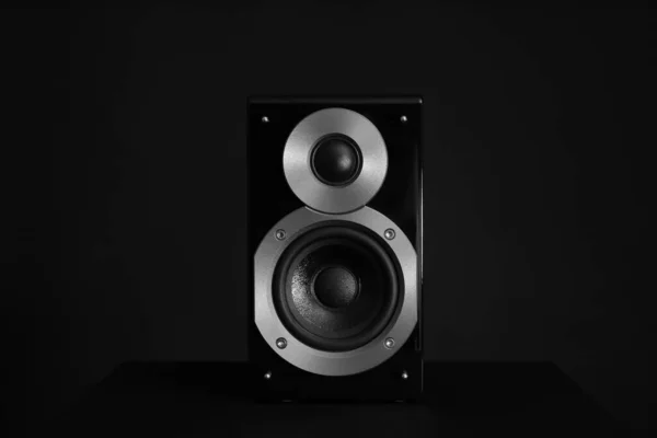 Modern Erős Audio Hangszóró Fekete Háttér — Stock Fotó