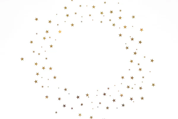 Frame Made Star Shaped Confetti White Background Top View Space — Stock Photo, Image