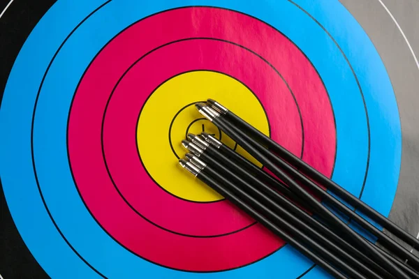 Many Arrows Archery Target Top View Royalty Free Stock Photos