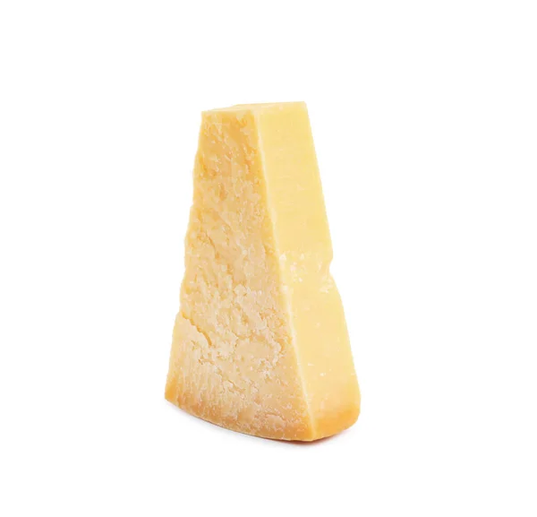 Piece Delicious Parmesan Cheese Isolated White — Stock Photo, Image