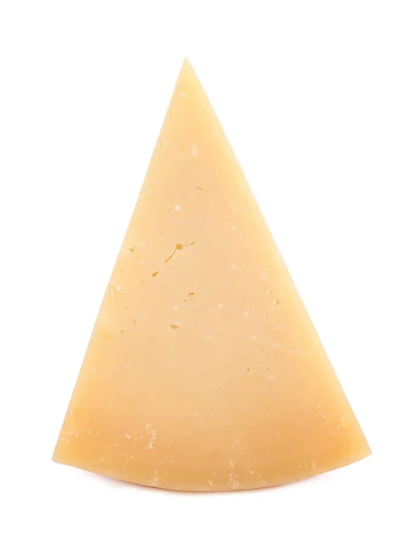 Pezzo Delizioso Formaggio Parmigiano Isolato Bianco — Foto Stock