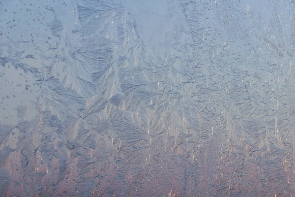 Hermosa Ventana Helada Como Fondo Primer Plano Mañana Invierno —  Fotos de Stock