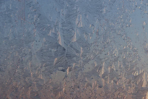 Mooi Ijzig Raam Als Achtergrond Close Winterochtend — Stockfoto