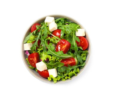 Arugula ve sebzeli nefis salata.