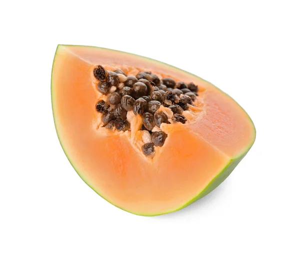 Färsk Mogen Papaya Bit Isolerad Vitt — Stockfoto