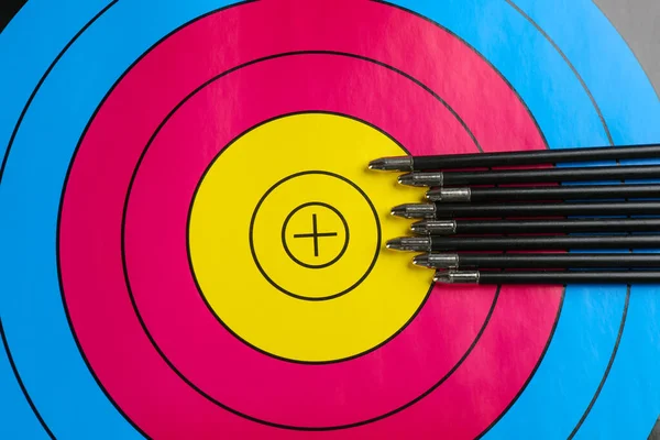 Many Arrows Archery Target Top View Stock Photo
