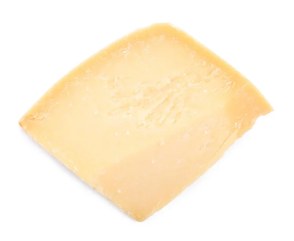Pedazo Delicioso Queso Parmesano Aislado Blanco — Foto de Stock