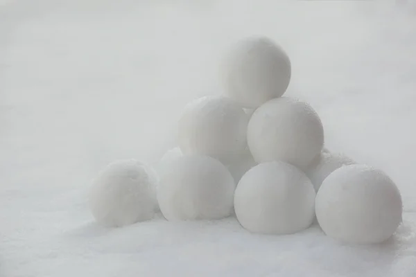 Pyramid Perfect Snowballs Snow Outdoors Closeup — Stock Photo, Image