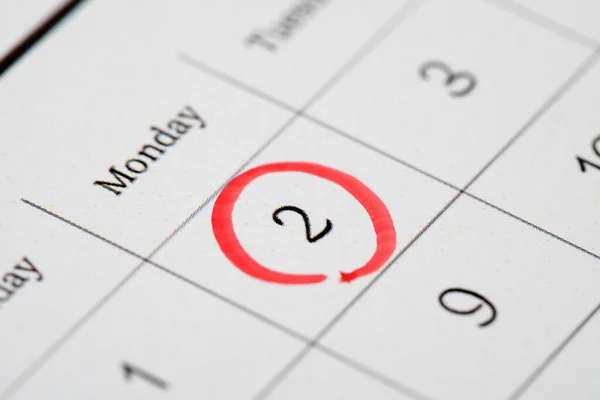 Calendar Marked Date February 2Nd Closeup Groundhog Day — Stock Photo, Image